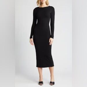 Naked Wardrobe Extra Butter Long Sleeve Midi Dress